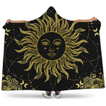 Black And Gold Celestial Sun Print Hooded Blanket