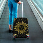 Black And Gold Celestial Sun Print Luggage Cover