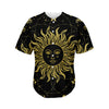 Black And Gold Celestial Sun Print Men's Baseball Jersey