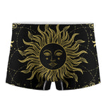 Black And Gold Celestial Sun Print Men's Boxer Briefs