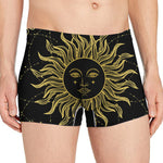 Black And Gold Celestial Sun Print Men's Boxer Briefs
