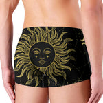 Black And Gold Celestial Sun Print Men's Boxer Briefs