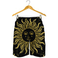 Black And Gold Celestial Sun Print Men's Shorts