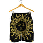 Black And Gold Celestial Sun Print Men's Shorts