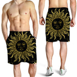 Black And Gold Celestial Sun Print Men's Shorts