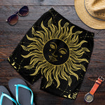 Black And Gold Celestial Sun Print Men's Shorts