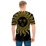 Black And Gold Celestial Sun Print Men's T-Shirt