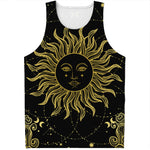 Black And Gold Celestial Sun Print Men's Tank Top