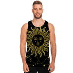 Black And Gold Celestial Sun Print Men's Tank Top