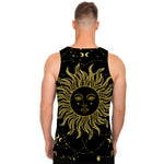 Black And Gold Celestial Sun Print Men's Tank Top