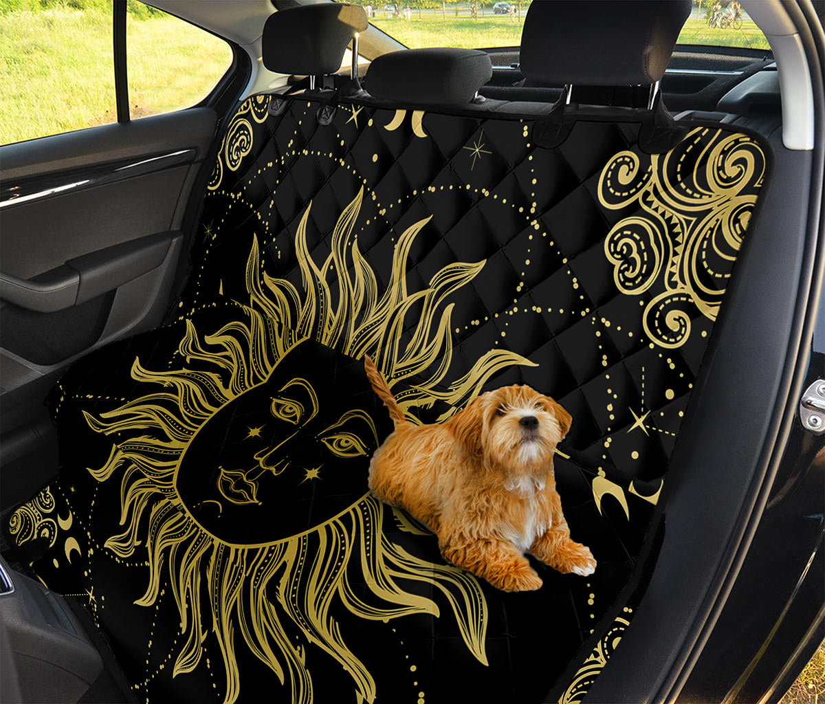 Black And Gold Celestial Sun Print Pet Car Back Seat Cover