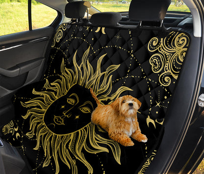 Black And Gold Celestial Sun Print Pet Car Back Seat Cover