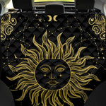 Black And Gold Celestial Sun Print Pet Car Back Seat Cover
