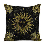 Black And Gold Celestial Sun Print Pillow Cover