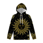 Black And Gold Celestial Sun Print Pullover Hoodie