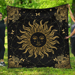 Black And Gold Celestial Sun Print Quilt