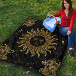 Black And Gold Celestial Sun Print Quilt