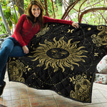Black And Gold Celestial Sun Print Quilt