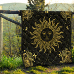 Black And Gold Celestial Sun Print Quilt
