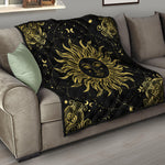 Black And Gold Celestial Sun Print Quilt