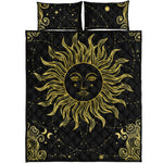 Black And Gold Celestial Sun Print Quilt Bed Set