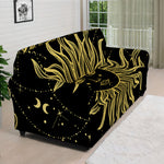 Black And Gold Celestial Sun Print Sofa Cover