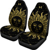 Black And Gold Celestial Sun Print Universal Fit Car Seat Covers