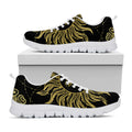 Black And Gold Celestial Sun Print White Running Shoes