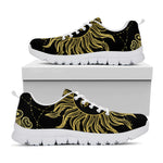 Black And Gold Celestial Sun Print White Sneakers