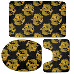 Black And Gold Dragon Pattern Print 3 Piece Bath Mat Set