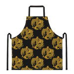 Black And Gold Dragon Pattern Print Apron