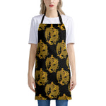 Black And Gold Dragon Pattern Print Apron