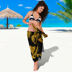 Black And Gold Dragon Pattern Print Beach Sarong Wrap