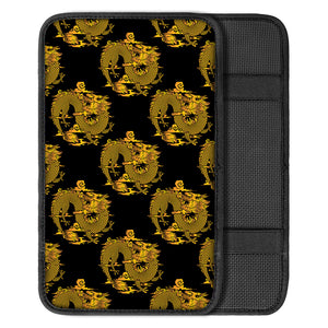 Black And Gold Dragon Pattern Print Car Center Console Cover