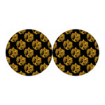 Black And Gold Dragon Pattern Print Car Coasters