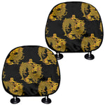 Black And Gold Dragon Pattern Print Car Headrest Covers