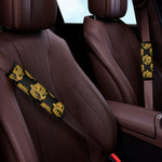 Black And Gold Dragon Pattern Print Car Seat Belt Covers