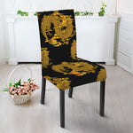 Black And Gold Dragon Pattern Print Dining Chair Slipcover