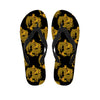 Black And Gold Dragon Pattern Print Flip Flops