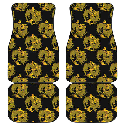 Black And Gold Dragon Pattern Print Front and Back Car Floor Mats