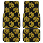 Black And Gold Dragon Pattern Print Front and Back Car Floor Mats