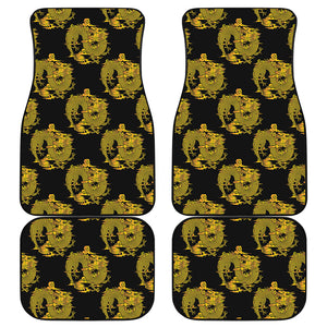 Black And Gold Dragon Pattern Print Front and Back Car Floor Mats