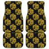 Black And Gold Dragon Pattern Print Front and Back Car Floor Mats