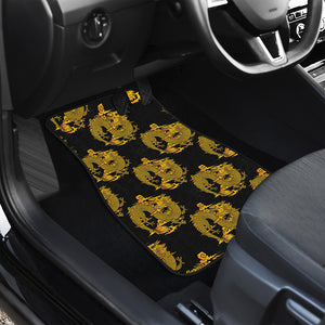 Black And Gold Dragon Pattern Print Front and Back Car Floor Mats