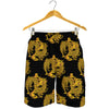 Black And Gold Dragon Pattern Print Men's Shorts