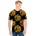 Black And Gold Dragon Pattern Print Men's T-Shirt