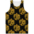 Black And Gold Dragon Pattern Print Men's Tank Top