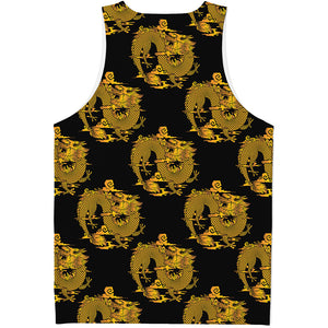 Black And Gold Dragon Pattern Print Men's Tank Top