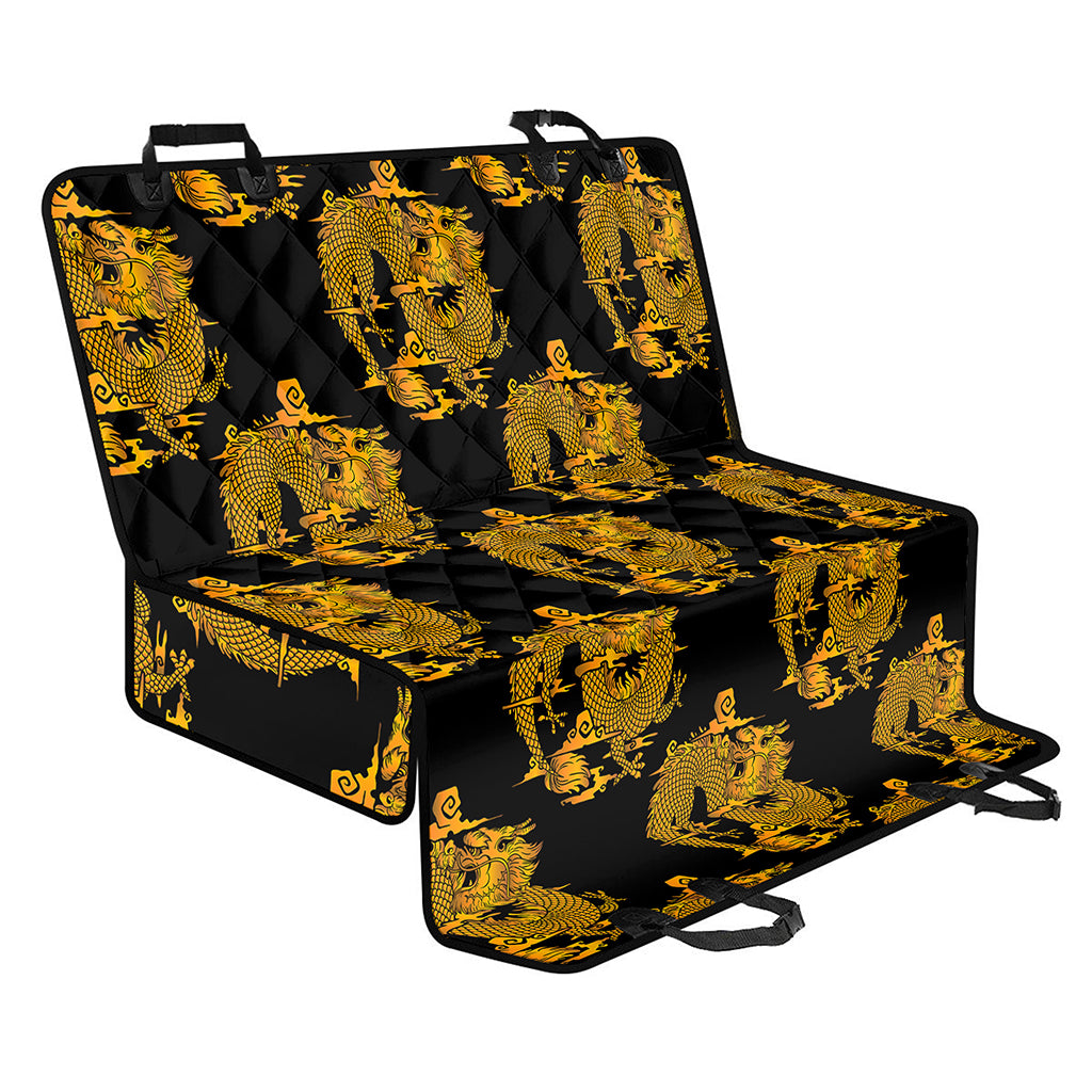 Black And Gold Dragon Pattern Print Pet Car Back Seat Cover