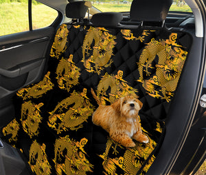 Black And Gold Dragon Pattern Print Pet Car Back Seat Cover